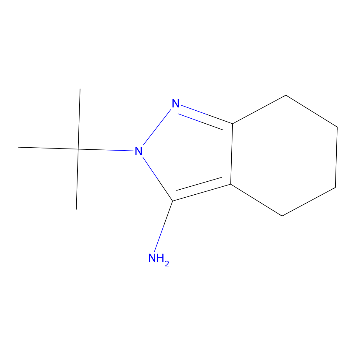 2-tert-butyl-4,5,6,7-tetrahydro-2H-indazol-3-amine molecular structure, CAS 1477718-07-2