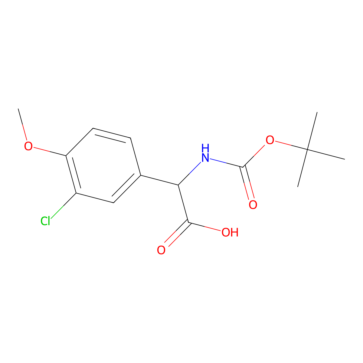 2-{[(Tert-butoxy)carbonyl]amino}-2-(3-chloro-4-methoxyphenyl)acetic acid molecular structure, CAS 1477718-57-2