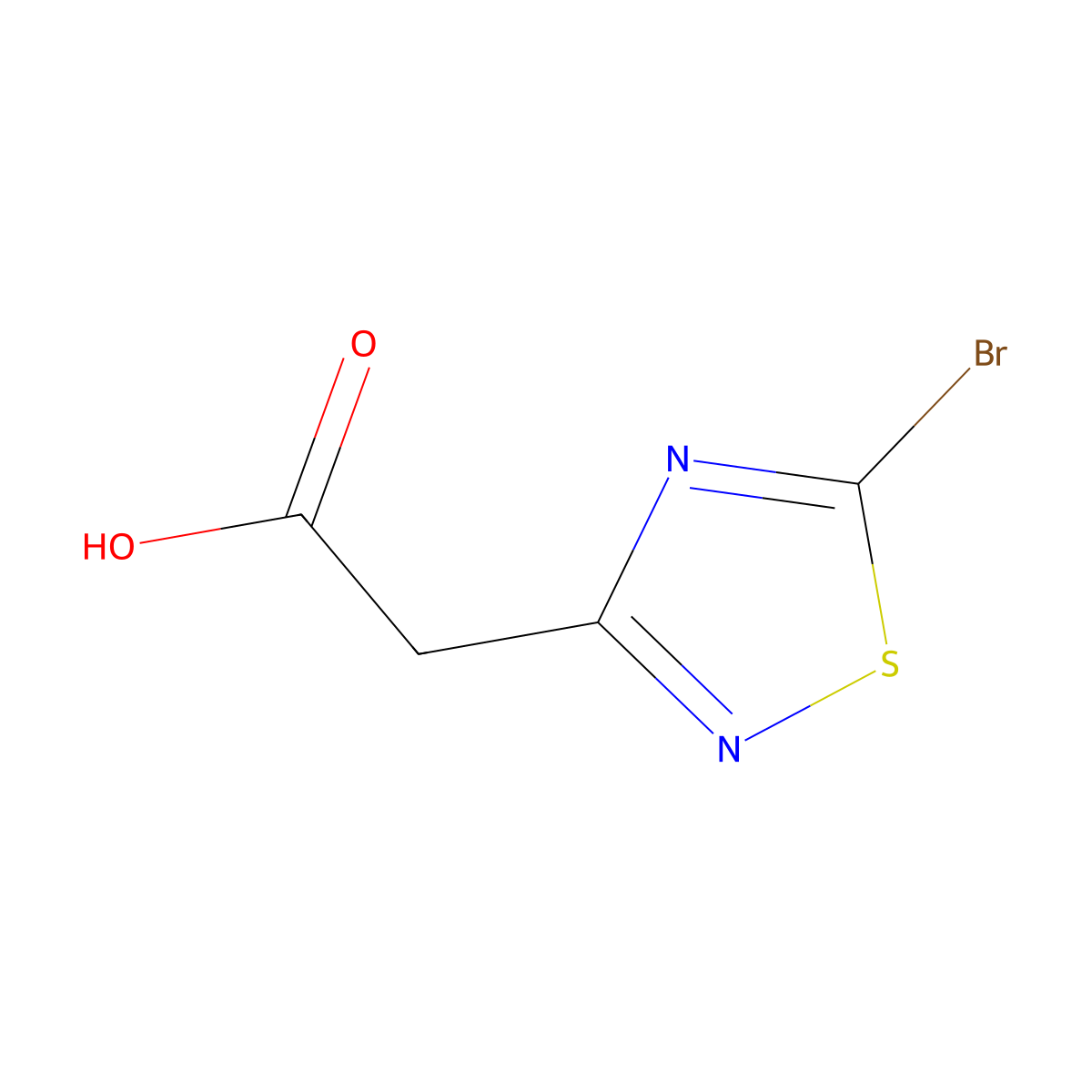 2-(5-Bromo-1,2,4-thiadiazol-3-yl)acetic acid molecular structure, CAS 1477719-11-1