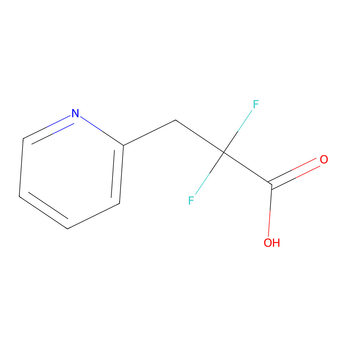 2,2-Difluoro-3-(pyridin-2-yl)propanoic acid molecular structure, CAS 1477736-36-9