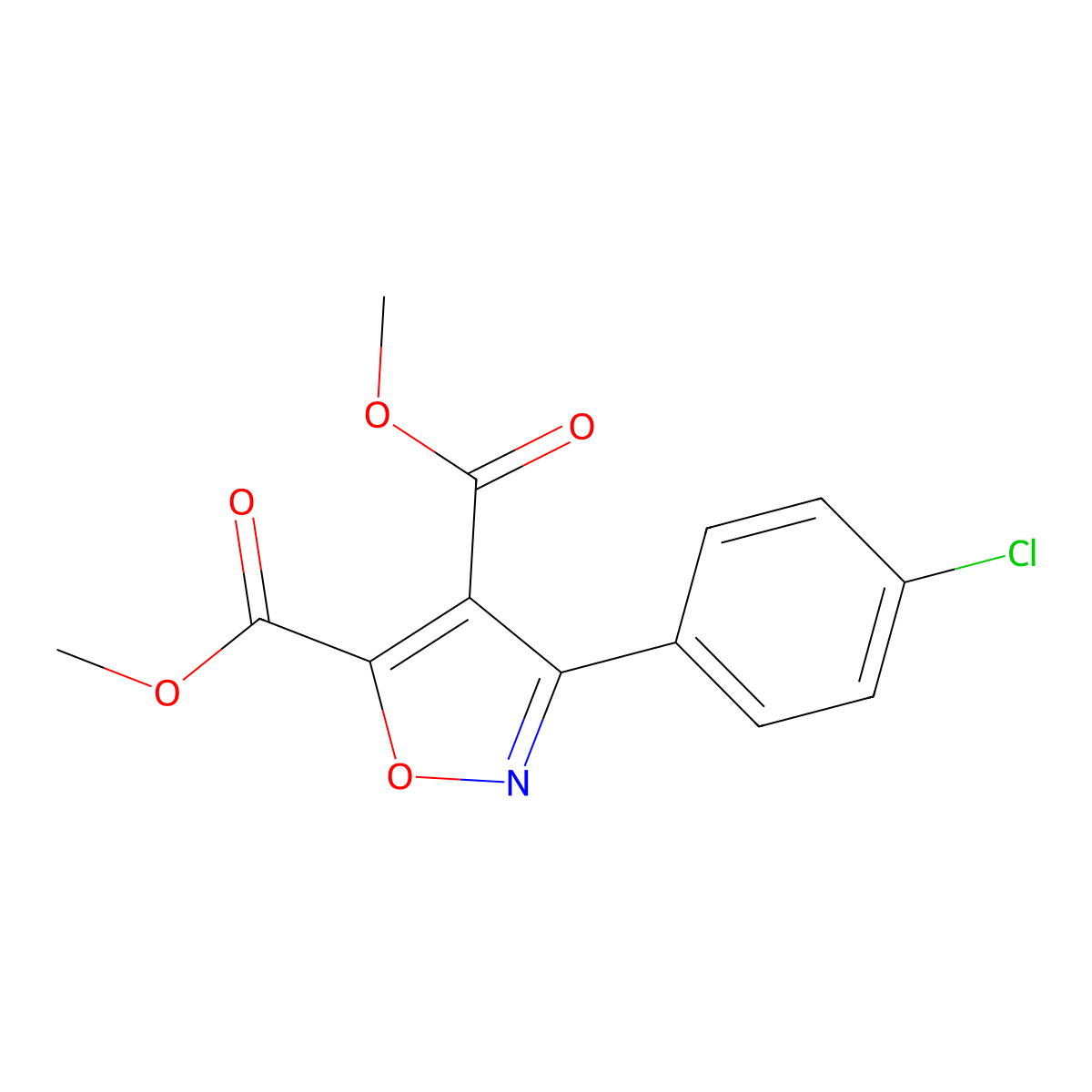 Dimethyl 3-(4-chlorophenyl)-4,5-isoxazoledicarboxylate molecular structure, CAS 147776-97-4
