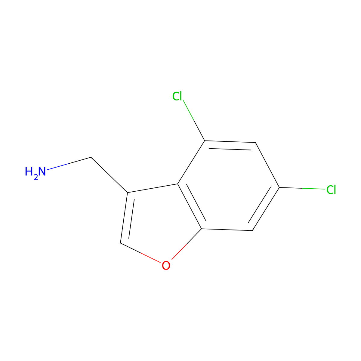 (4,6-Dichlorobenzofuran-3-yl)methanamine molecular structure, CAS 1477768-92-5