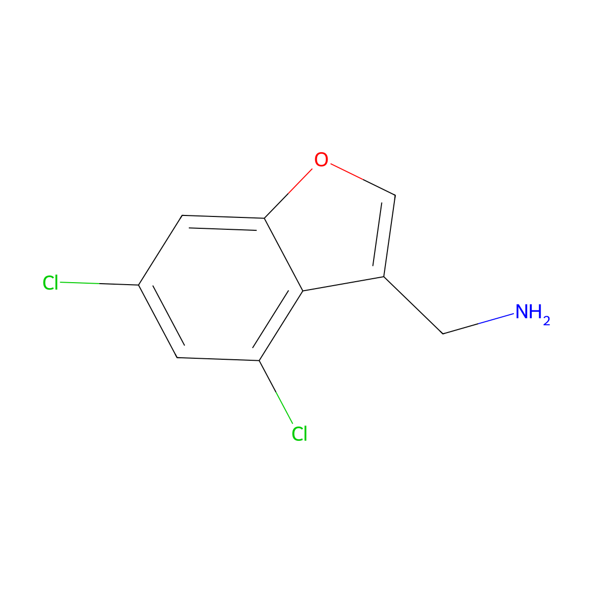 (4,6-Dichlorobenzofuran-3-yl)methanamine molecular structure, CAS 1477768-92-5