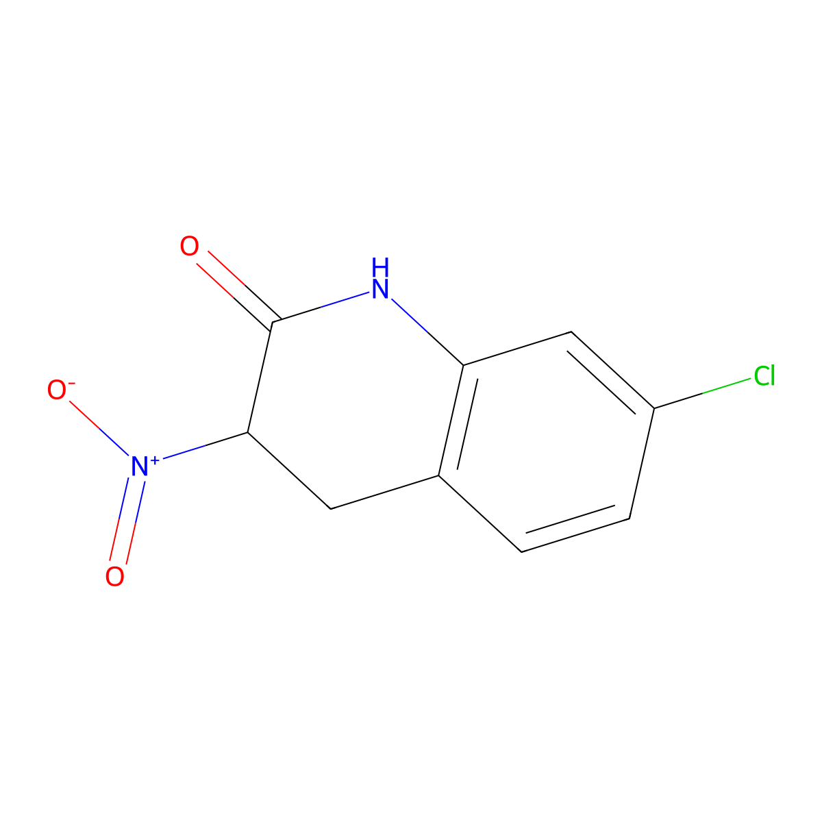 7-Chloro-3-nitro-3,4-dihydroquinolin-2(1H)-one molecular structure, CAS 147778-05-0