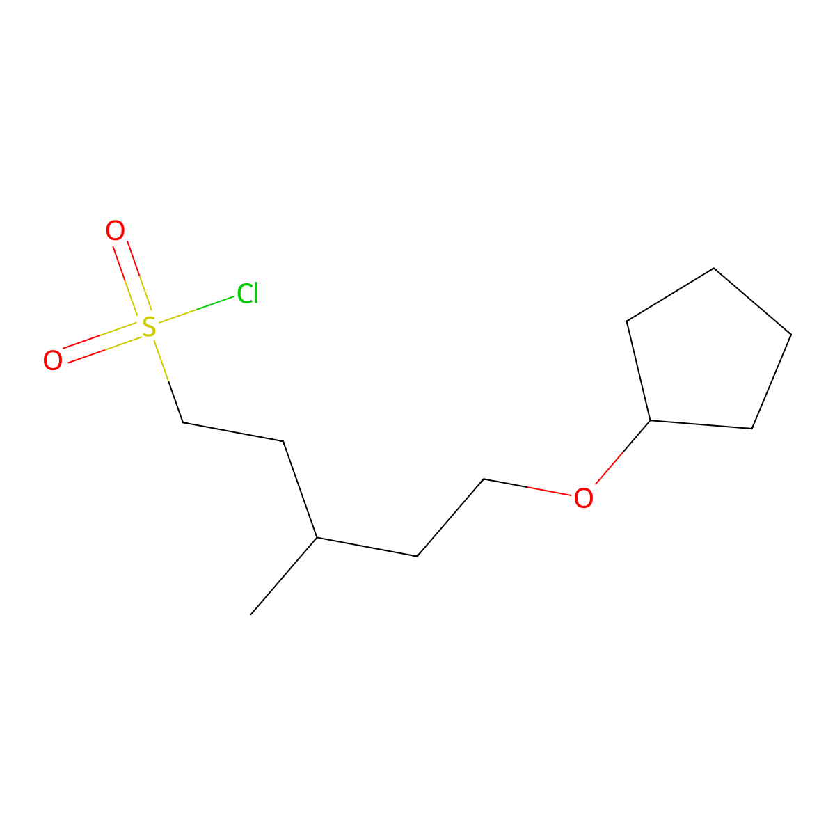 5-(Cyclopentyloxy)-3-methylpentane-1-sulfonyl chloride molecular structure, CAS 1477790-13-8
