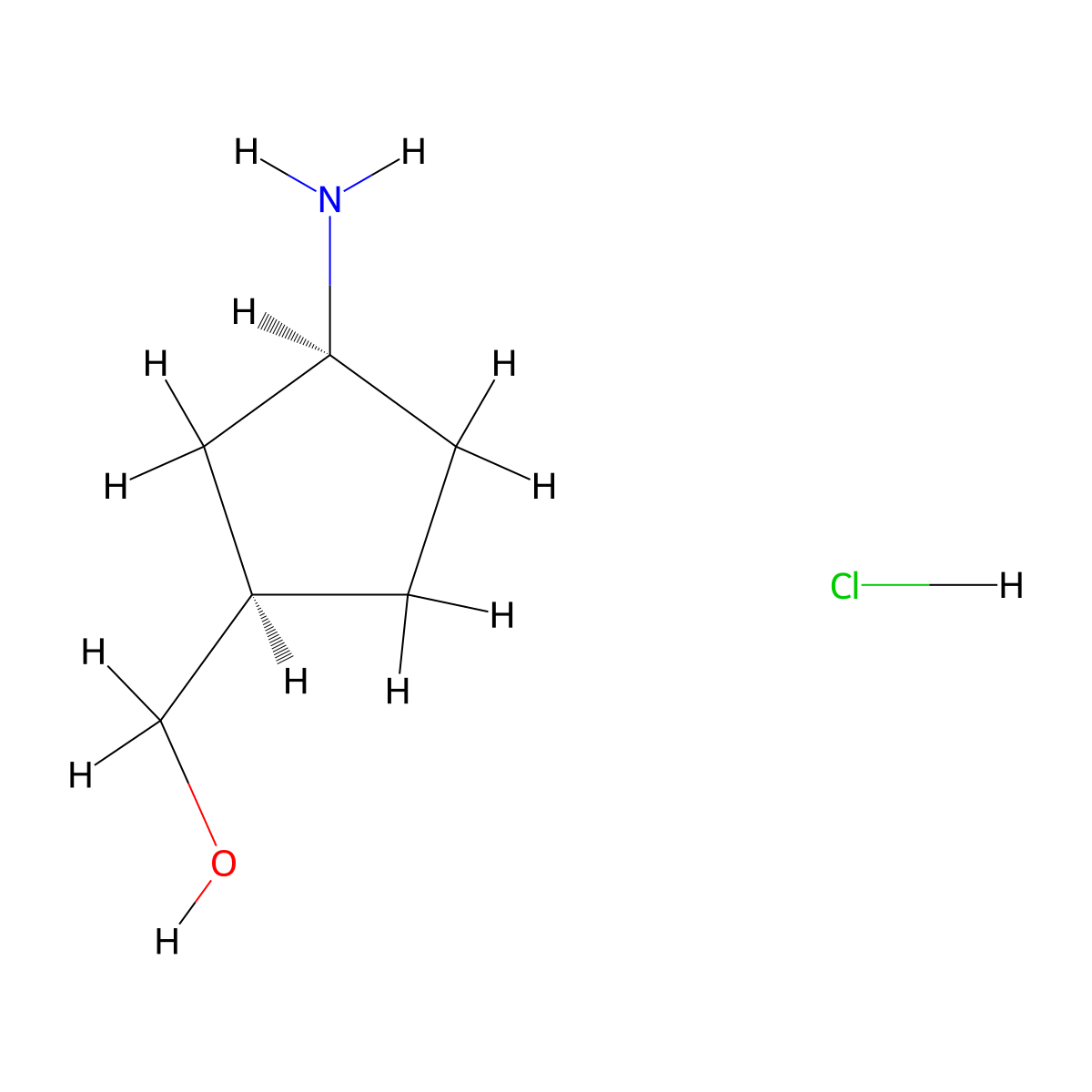 [(1R,3S)-3-aminocyclopentyl]methanol hydrochloride molecular structure, CAS 147780-38-9