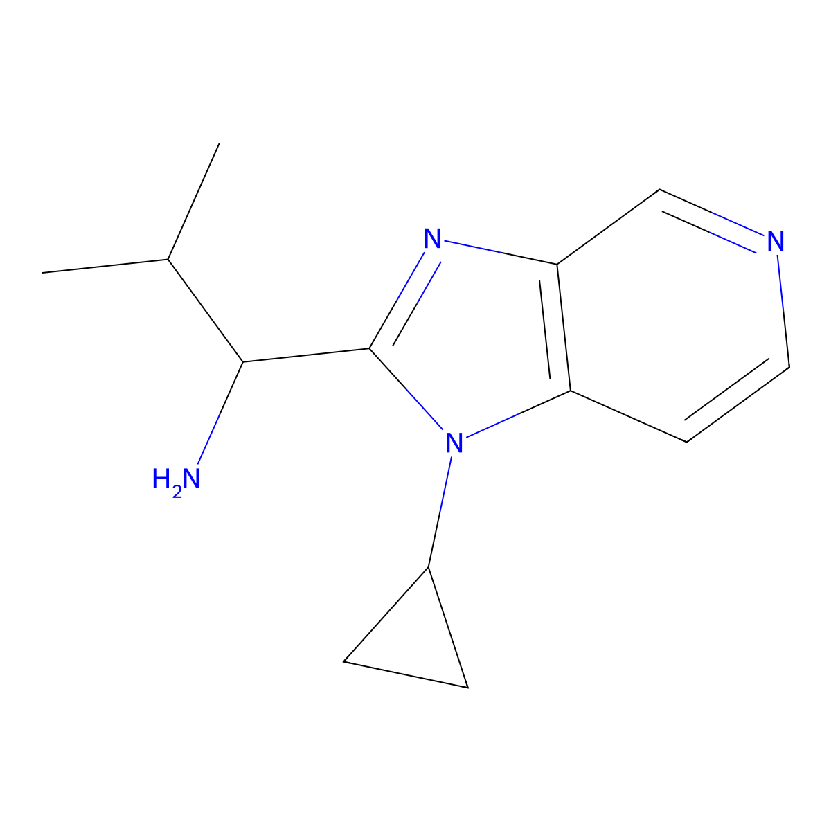 1-(1-Cyclopropyl-1H-imidazo[4,5-c]pyridin-2-yl)-2-methylpropan-1-amine molecular structure, CAS 1477803-02-3