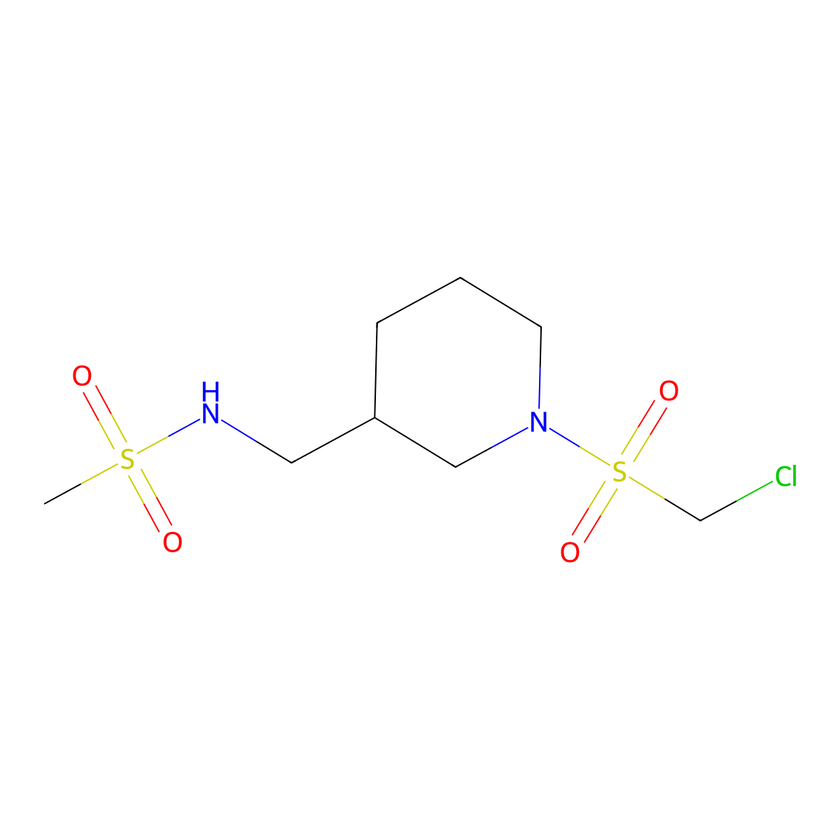 N-[(1-chloromethanesulfonylpiperidin-3-yl)methyl]methanesulfonamide molecular structure, CAS 1477822-66-4