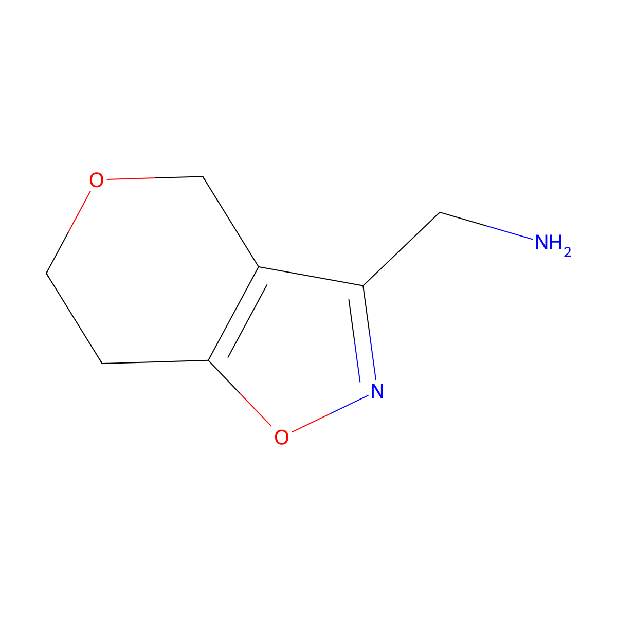 (4H,6H,7H-pyrano(3,4-d)(1,2)oxazol-3-yl)methanamine molecular structure, CAS 1477874-55-7