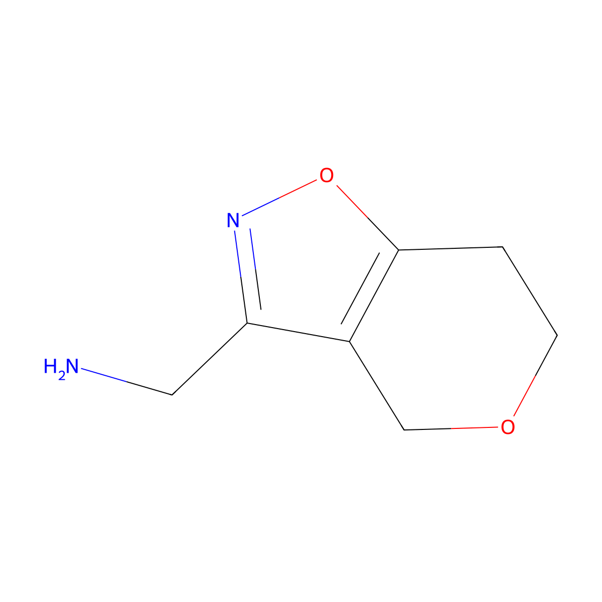 (4H,6H,7H-pyrano(3,4-d)(1,2)oxazol-3-yl)methanamine molecular structure, CAS 1477874-55-7