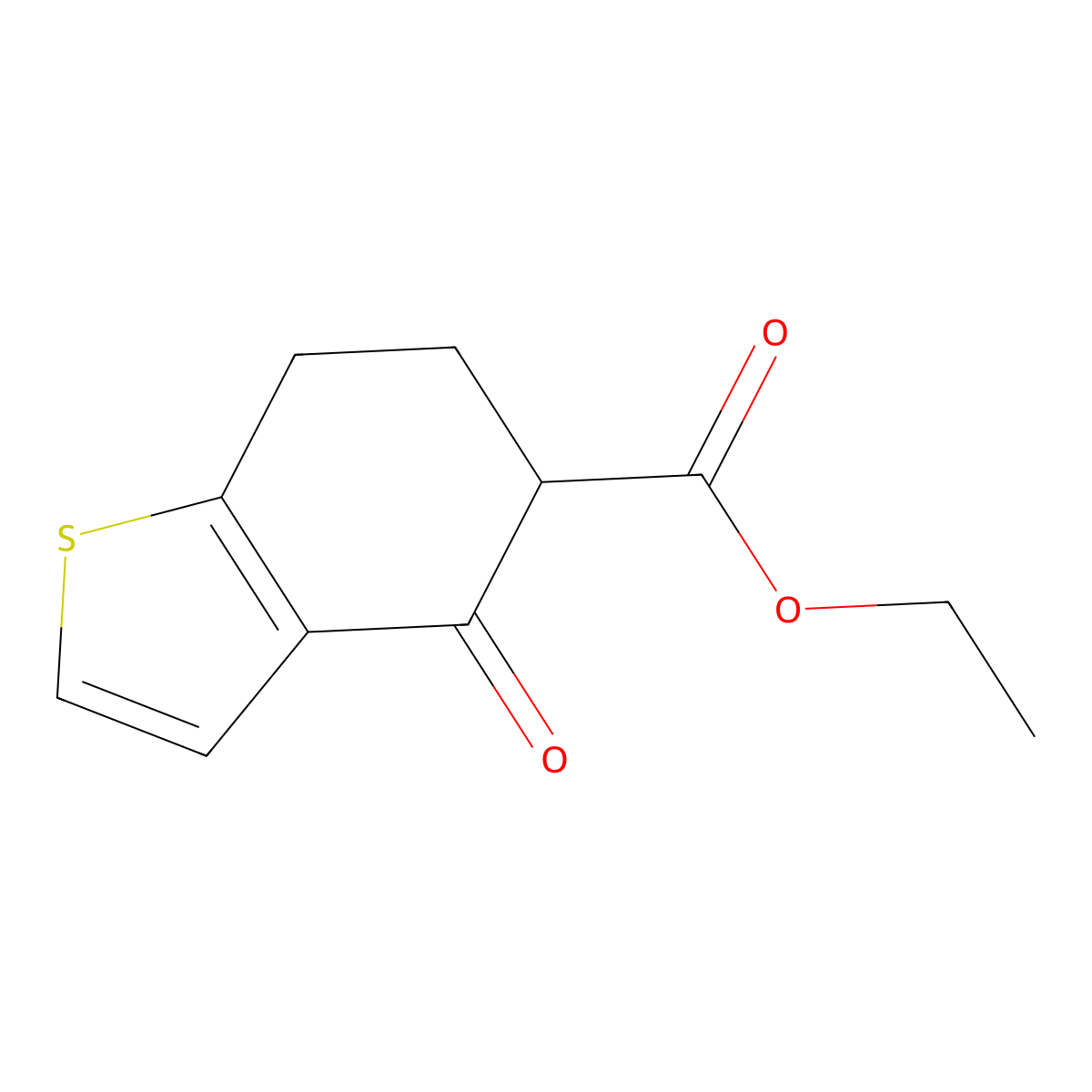 Ethyl 4-oxo-4,5,6,7-tetrahydro-1-benzothiophene-5-carboxylate molecular structure, CAS 14779-32-9