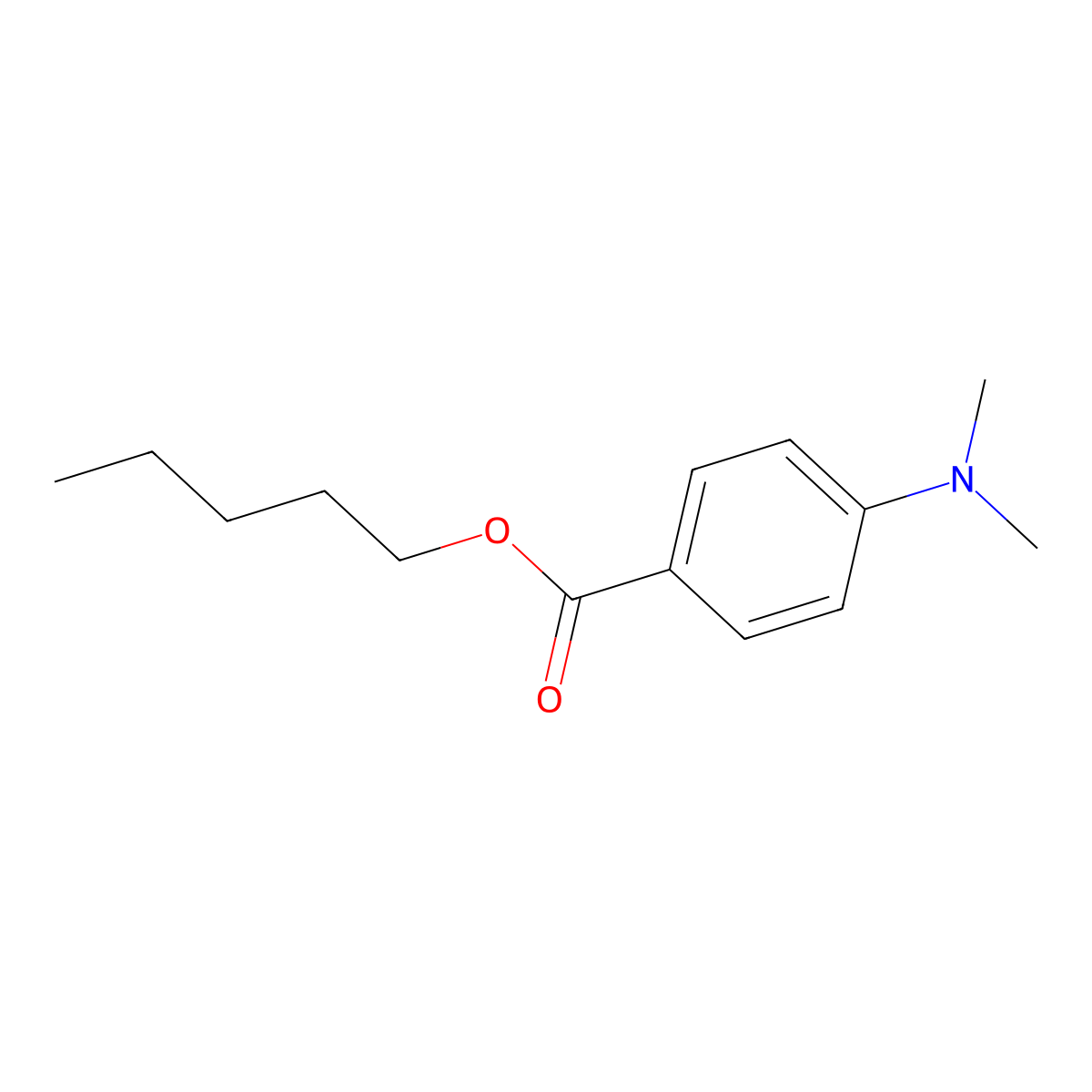 Benzoic acid, 4-(dimethylamino)-, pentyl ester molecular structure, CAS 14779-78-3
