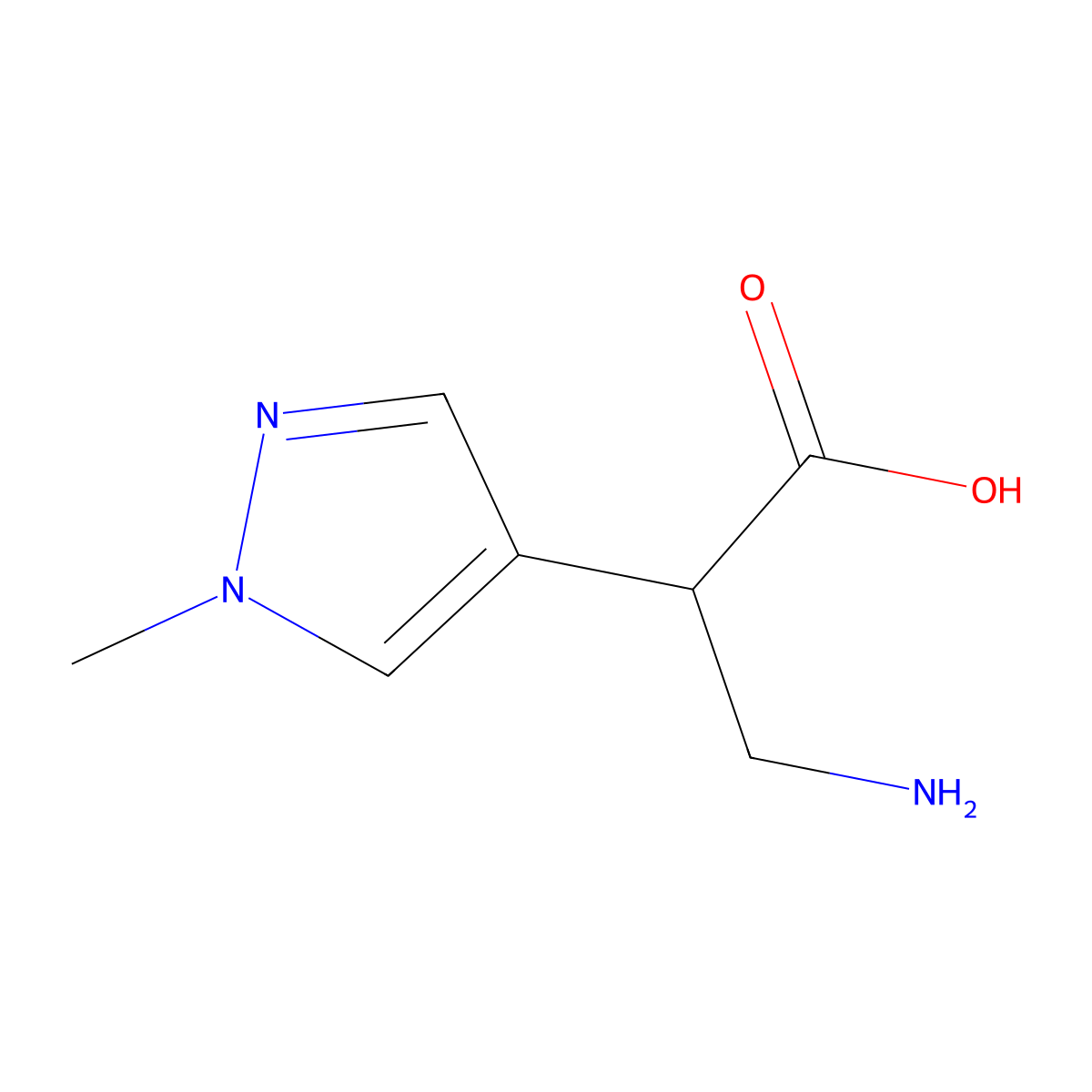 3-Amino-2-(1-methyl-1H-pyrazol-4-yl)propanoic acid molecular structure, CAS 1477918-78-7