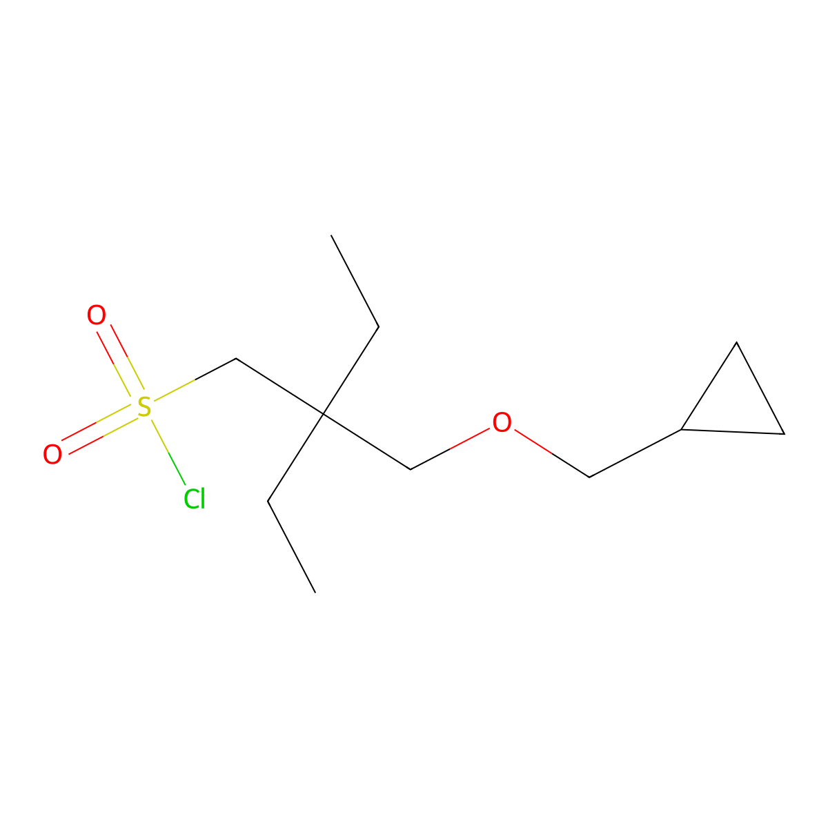 2-((Cyclopropylmethoxy)methyl)-2-ethylbutane-1-sulfonyl chloride molecular structure, CAS 1477938-71-8