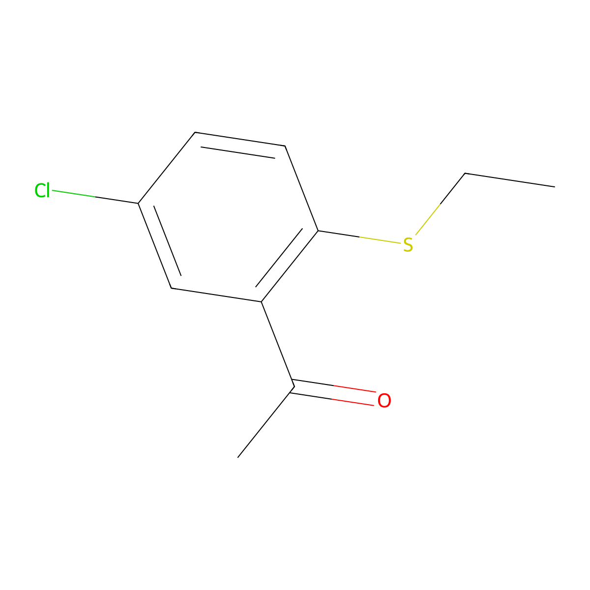 1-(5-Chloro-2-(ethylsulfanyl)phenyl)ethan-1-one molecular structure, CAS 1477939-62-0