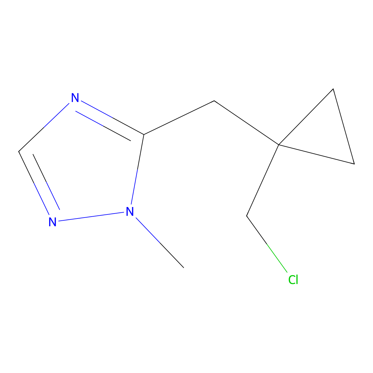 5-{[1-(chloromethyl)cyclopropyl]methyl}-1-methyl-1H-1,2,4-triazole molecular structure, CAS 1477948-48-3
