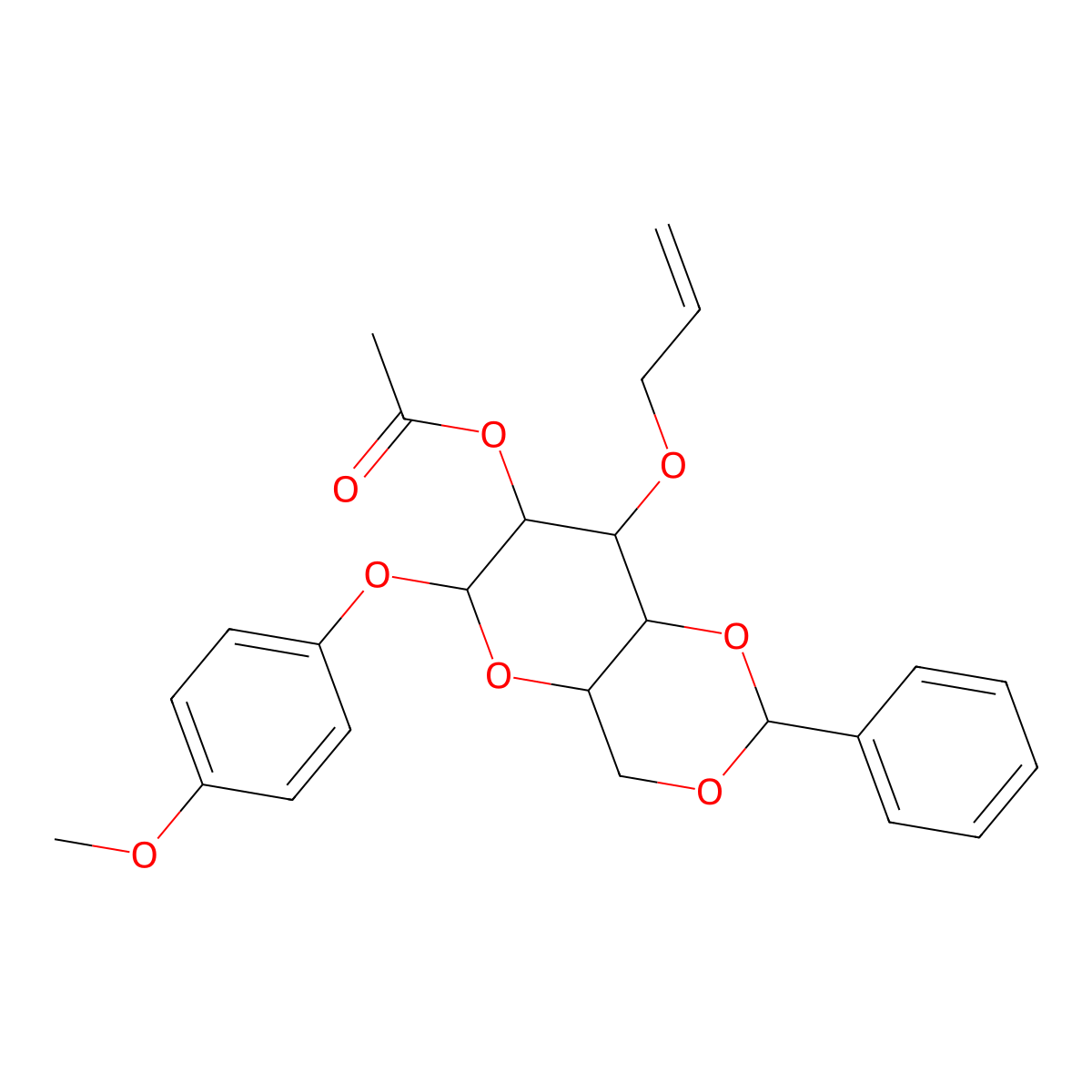 4-Methoxyphenyl 2-O-Acetyl-3-O-allyl-4,6-O-benzylidene-beta-D-glucopyranoside molecular structure, CAS 1477956-18-5