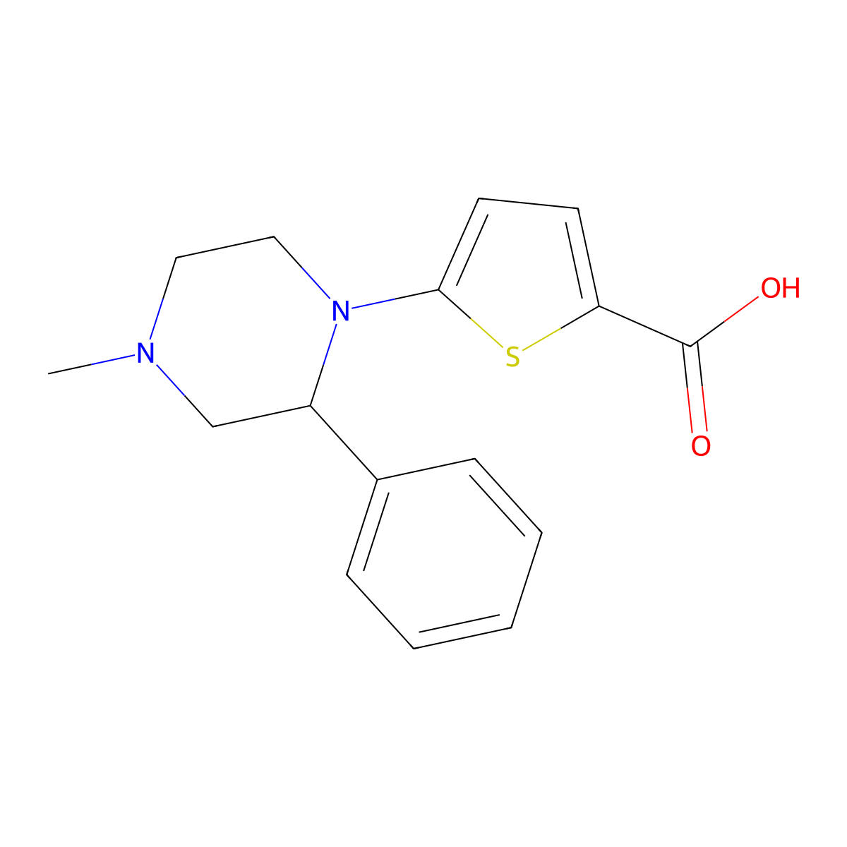 5-(4-Methyl-2-phenylpiperazin-1-yl)thiophene-2-carboxylic acid molecular structure, CAS 1477971-35-9