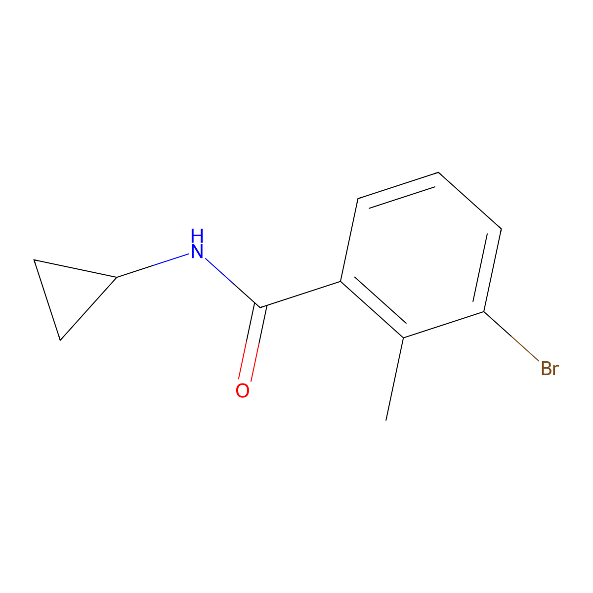3-bromo-N-cyclopropyl-2-methylbenzamide molecular structure, CAS 1477975-43-1