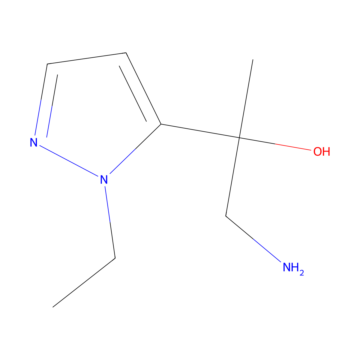 1-amino-2-(1-ethyl-1H-pyrazol-5-yl)propan-2-ol molecular structure, CAS 1477997-63-9