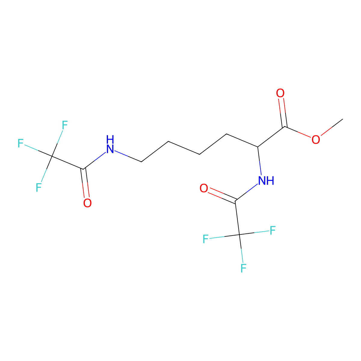 Methyl 2,6-bis[(2,2,2-trifluoroacetyl)amino]hexanoate molecular structure, CAS 1478-74-6