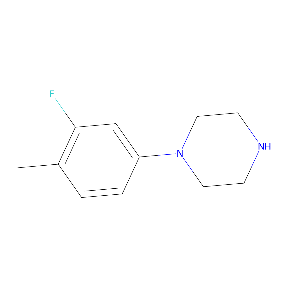 1-(3-Fluoro-4-methylphenyl)piperazine molecular structure, CAS 1478-85-9