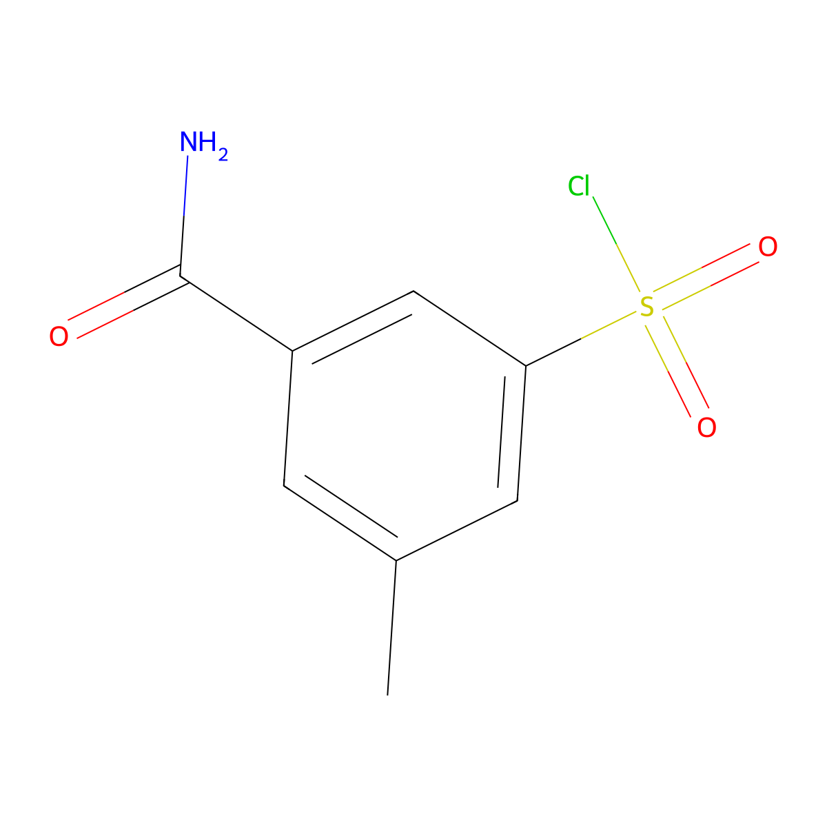 3-Carbamoyl-5-methylbenzene-1-sulfonyl chloride molecular structure, CAS 1478003-33-6