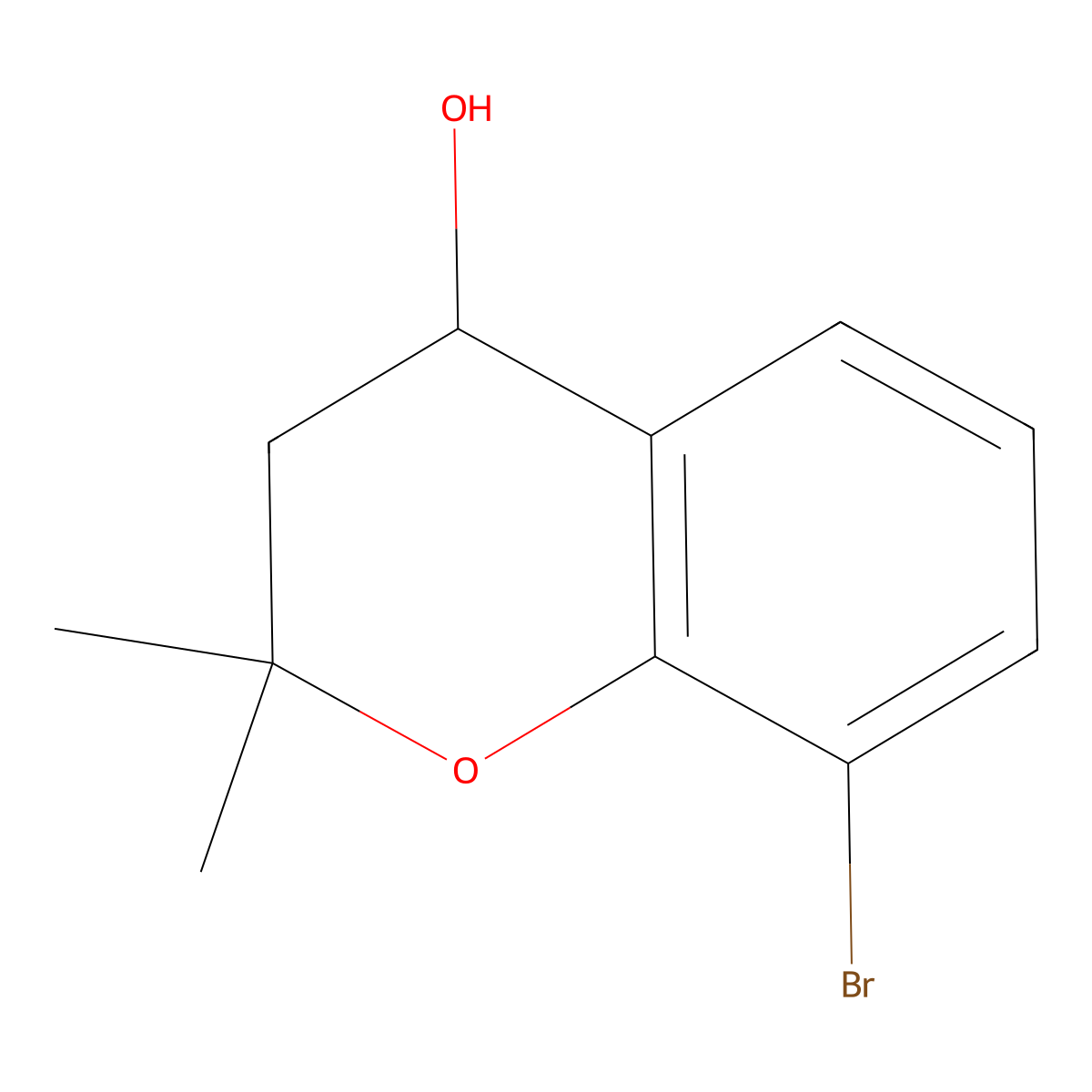 8-bromo-2,2-dimethyl-3,4-dihydro-2H-1-benzopyran-4-ol molecular structure, CAS 1478015-20-1