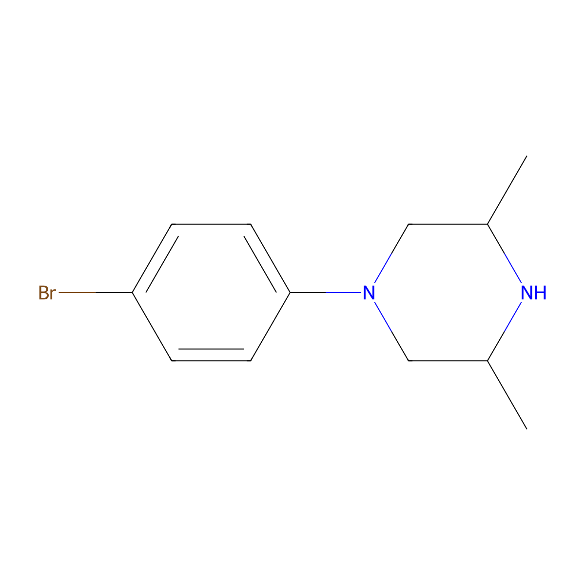 1-(4-Bromophenyl)-3,5-dimethylpiperazine molecular structure, CAS 1478050-73-5