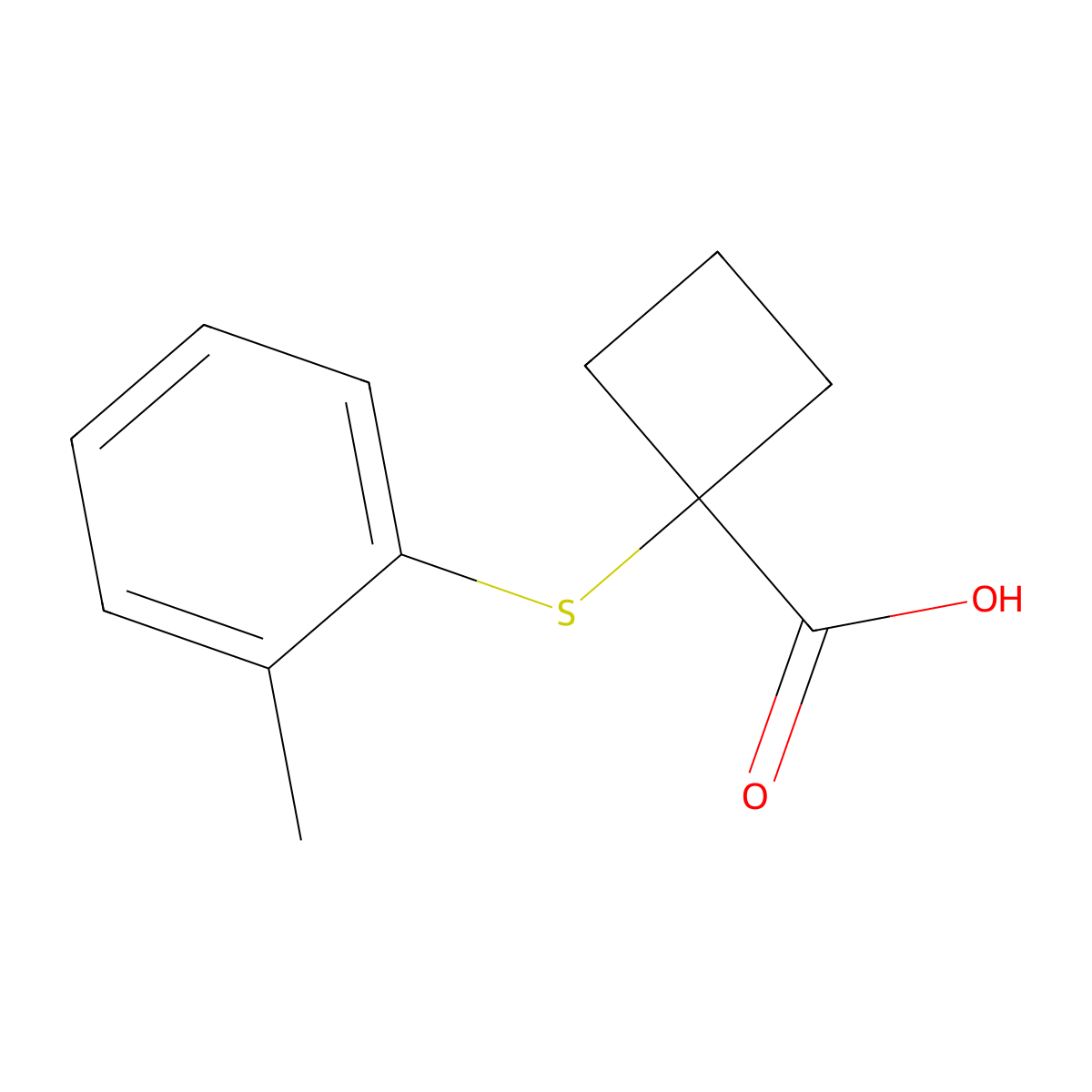 1-[(2-Methylphenyl)sulfanyl]cyclobutane-1-carboxylic acid molecular structure, CAS 1478055-37-6