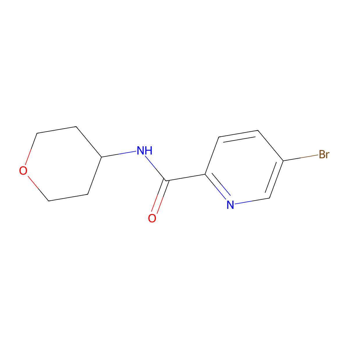 5-bromo-N-(oxan-4-yl)pyridine-2-carboxamide molecular structure, CAS 1478075-99-8