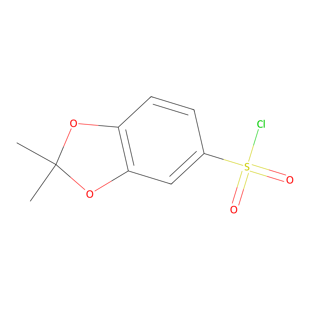 2,2-Dimethyl-1,3-dioxaindane-5-sulfonyl chloride molecular structure, CAS 147809-42-5