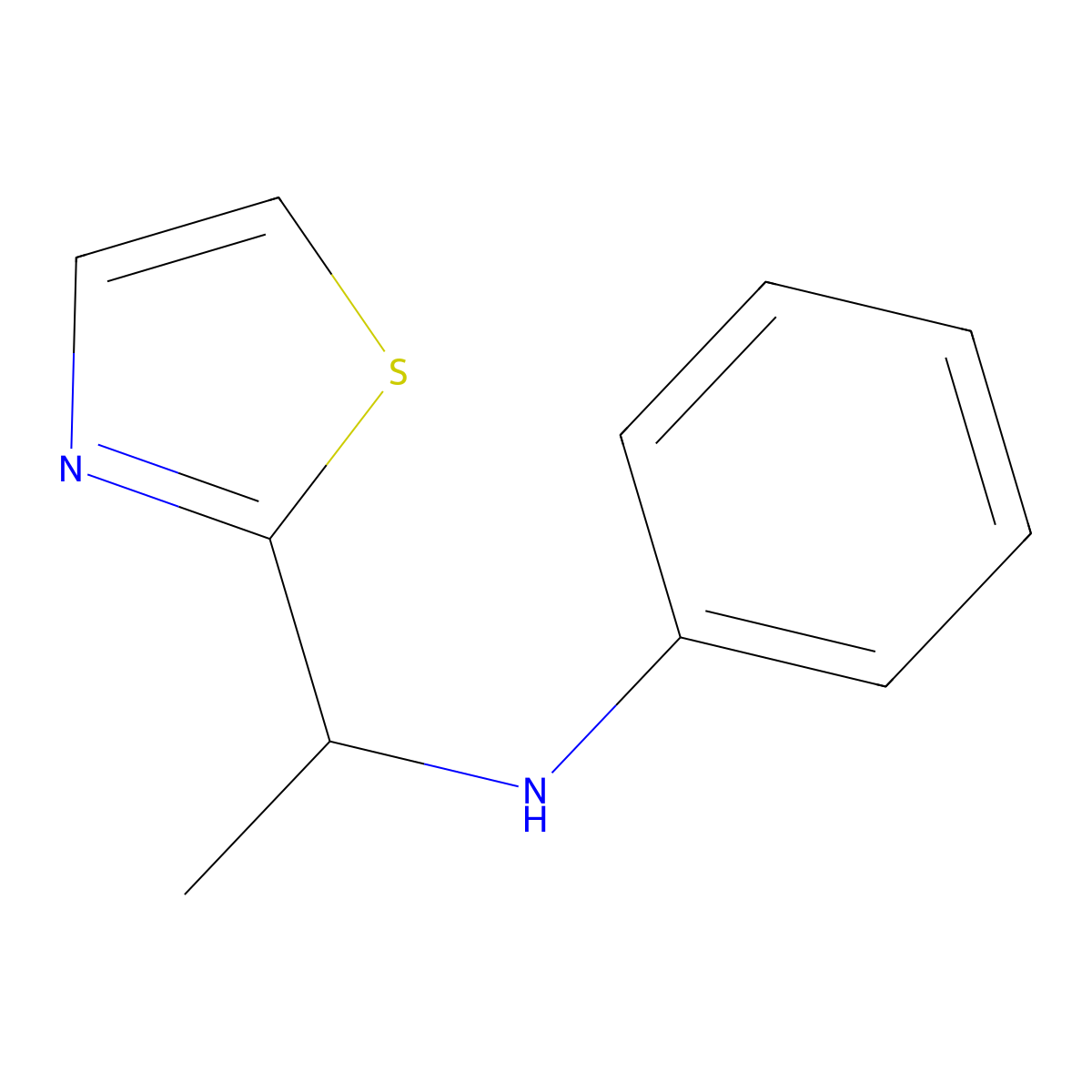 N-[1-(1,3-thiazol-2-yl)ethyl]aniline molecular structure, CAS 1478093-96-7