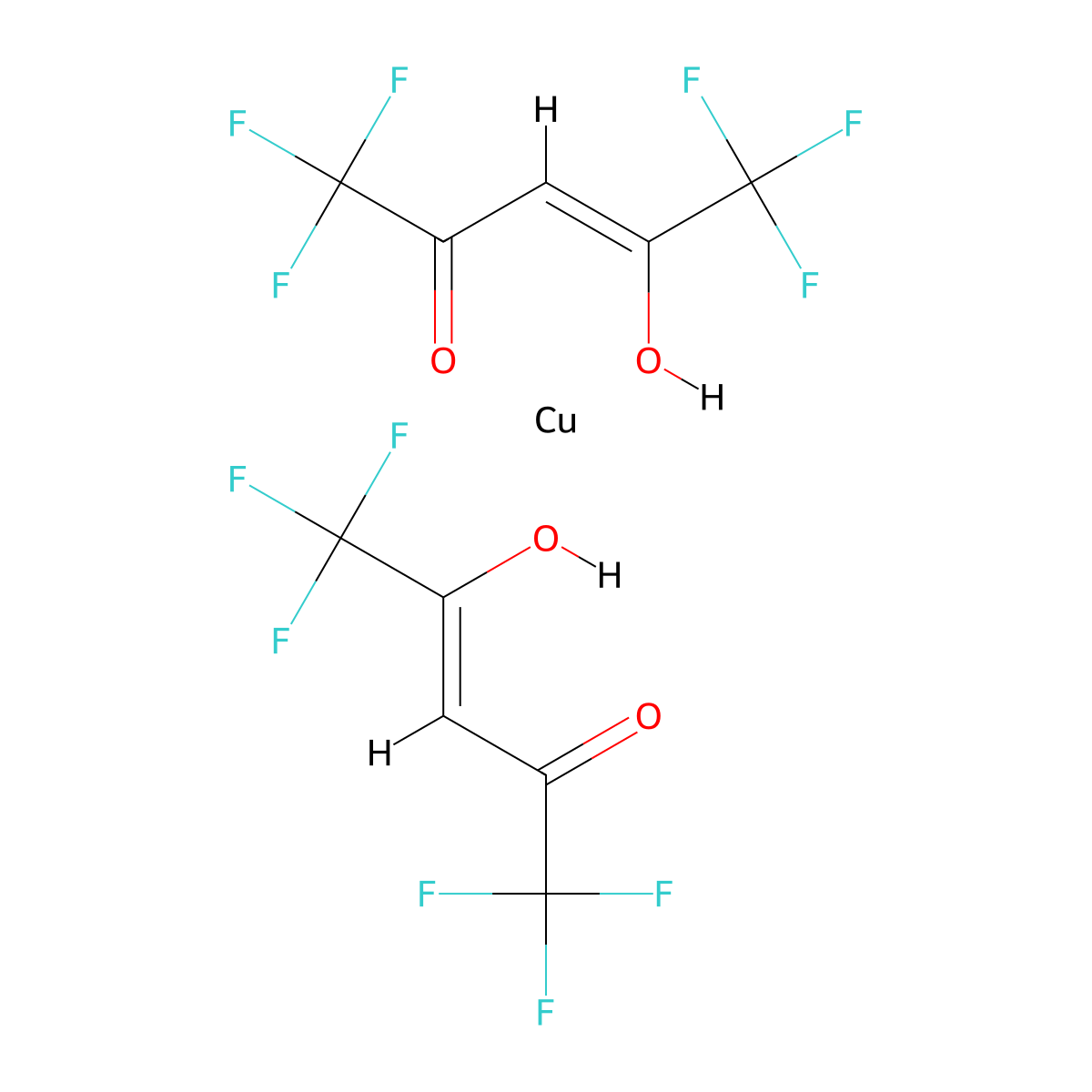 Copper(II) hexafluoroacetylacetonate molecular structure, CAS 14781-45-4