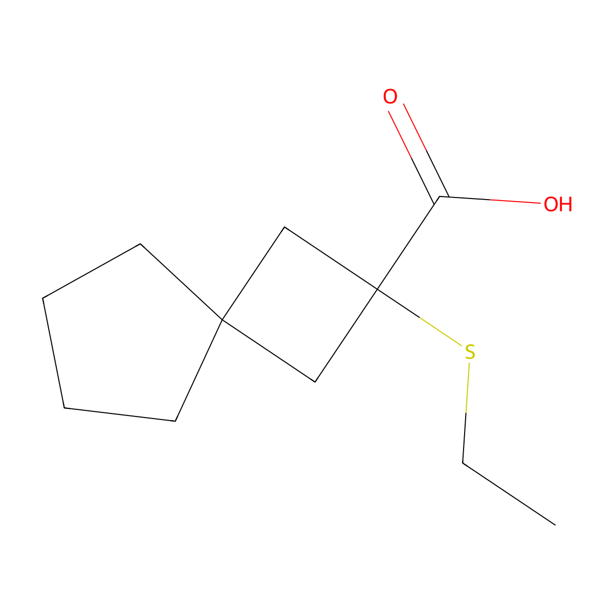 2-(Ethylsulfanyl)spiro[3.4]octane-2-carboxylic acid molecular structure, CAS 1478158-90-5