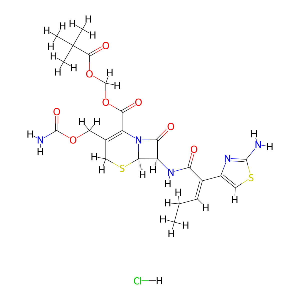 Cefcapene pivoxil hydrochloride molecular structure, CAS 147816-23-7
