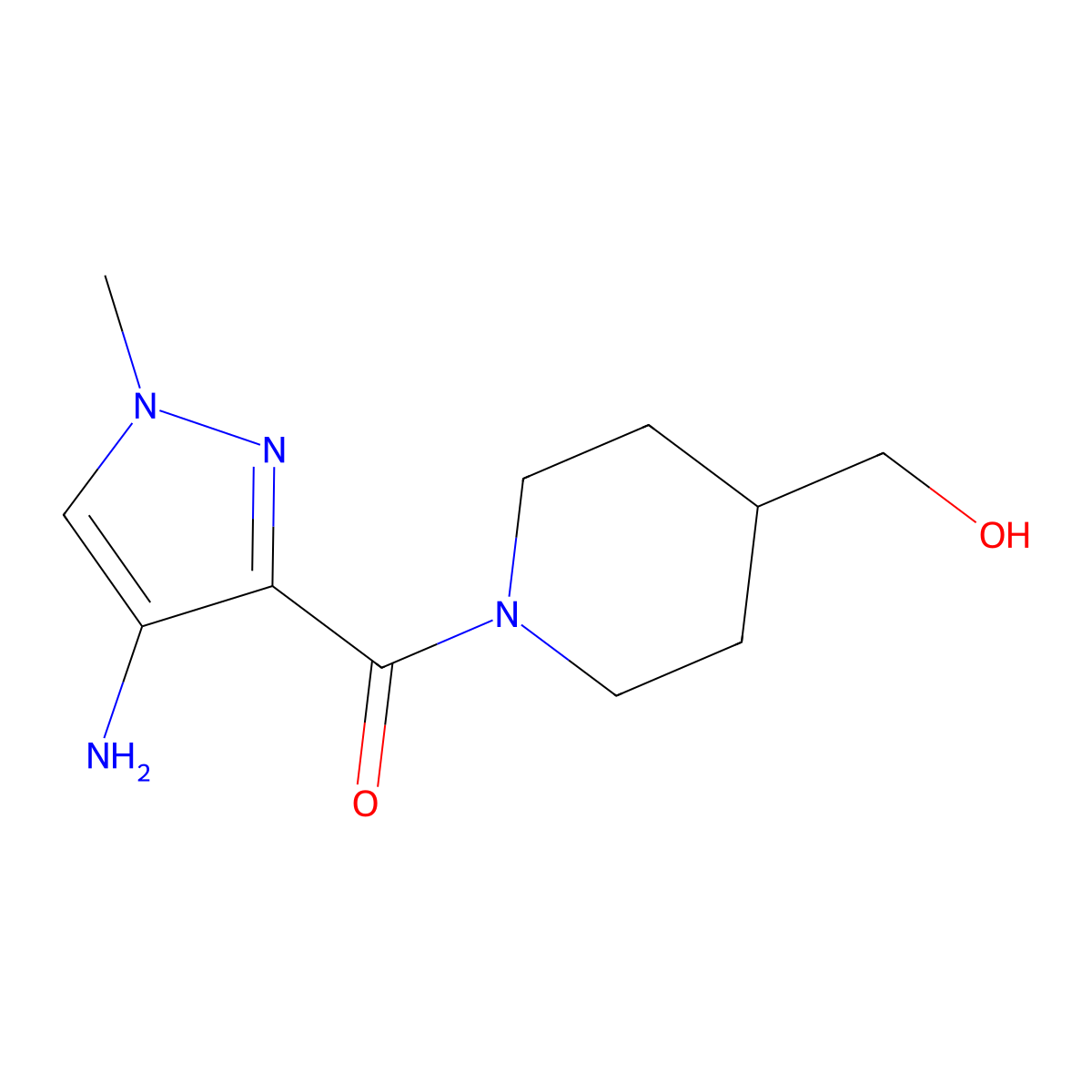 [1-(4-Amino-1-methyl-1h-pyrazole-3-carbonyl)piperidin-4-yl]methanol molecular structure, CAS 1478166-04-9