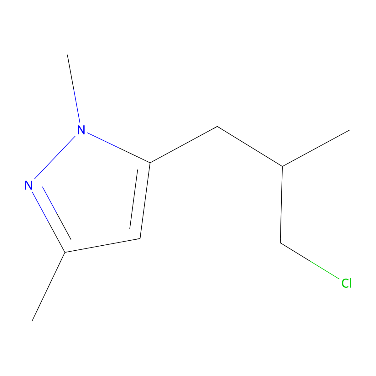 5-(3-chloro-2-methylpropyl)-1,3-dimethyl-1H-pyrazole molecular structure, CAS 1478183-36-6