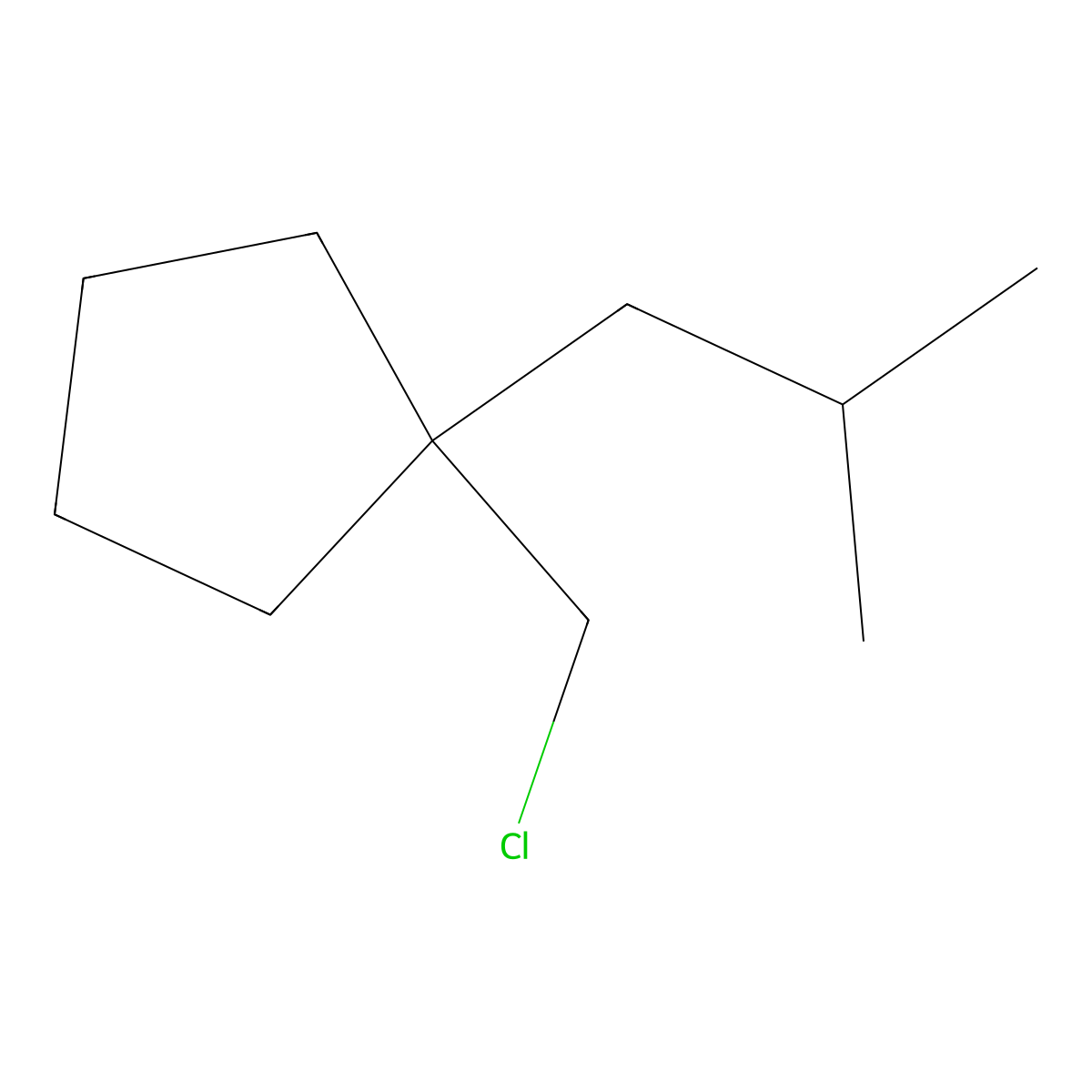 1-(Chloromethyl)-1-(2-methylpropyl)cyclopentane molecular structure, CAS 1478185-95-3