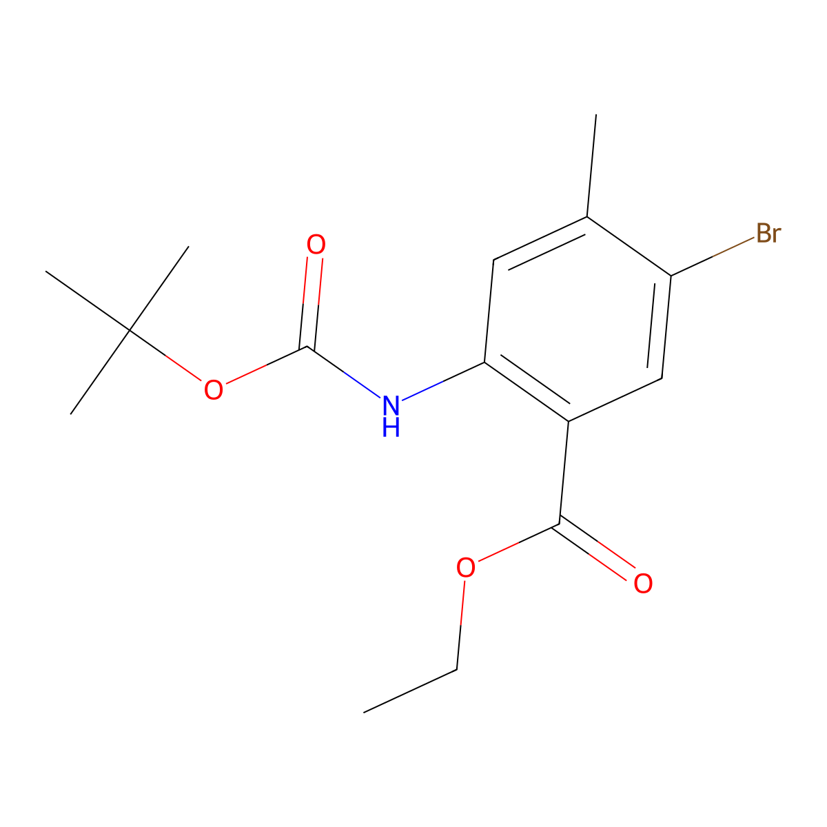 Ethyl 5-bromo-2-{[(tert-butoxy)carbonyl]amino}-4-methylbenzoate molecular structure, CAS 1478194-46-5