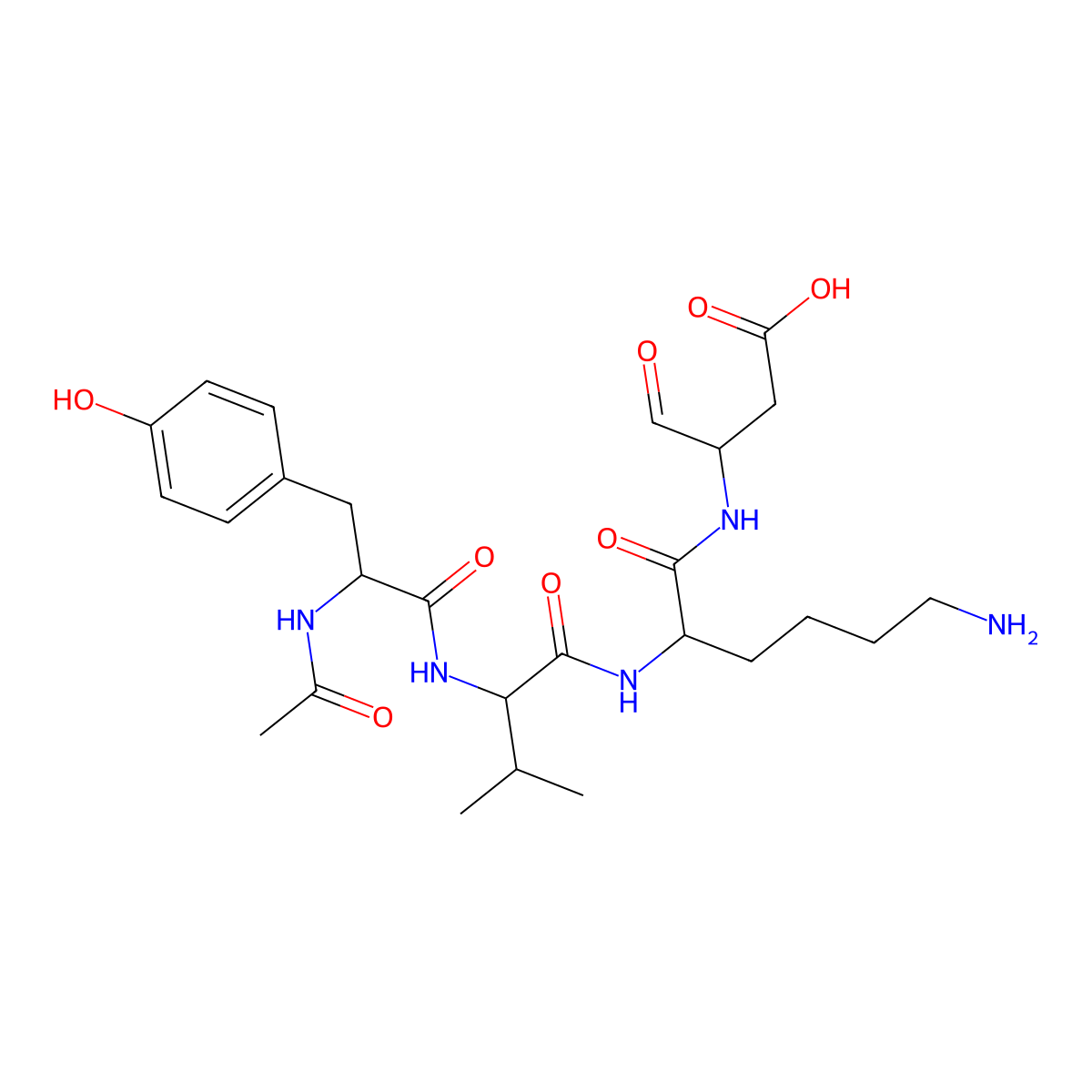 Ac-Tyr-Val-Lys-Asp-aldehyde (pseudo acid) molecular structure, CAS 147821-01-0