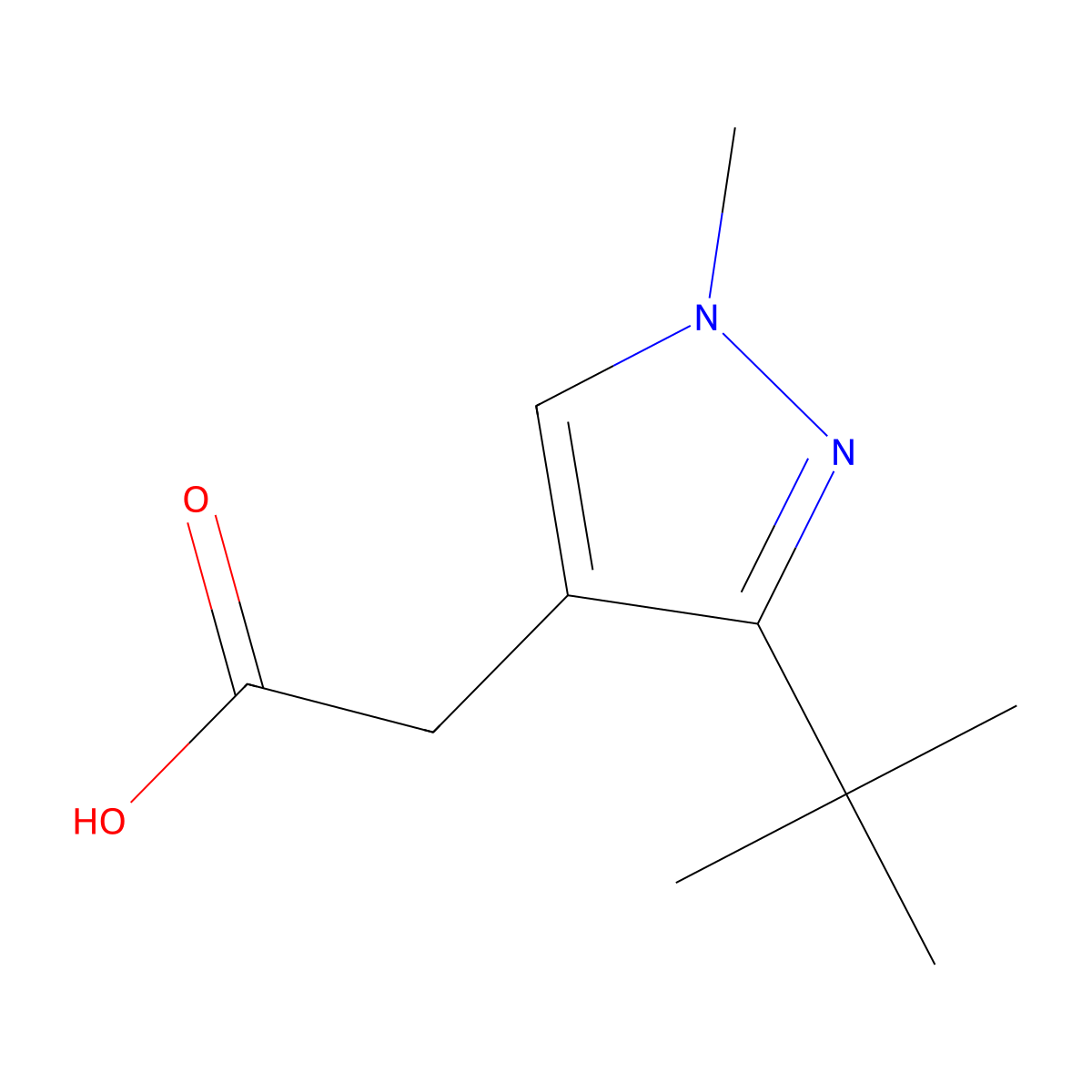 2-(3-(Tert-butyl)-1-methyl-1h-pyrazol-4-yl)acetic acid molecular structure, CAS 1478223-69-6