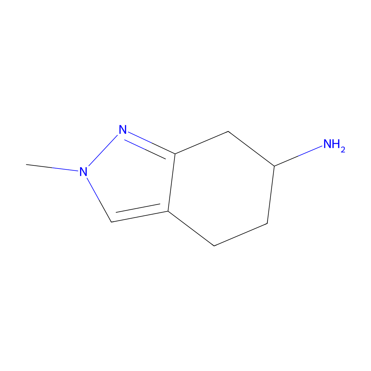 2-methyl-4,5,6,7-tetrahydro-2H-indazol-6-amine molecular structure, CAS 1478225-30-7