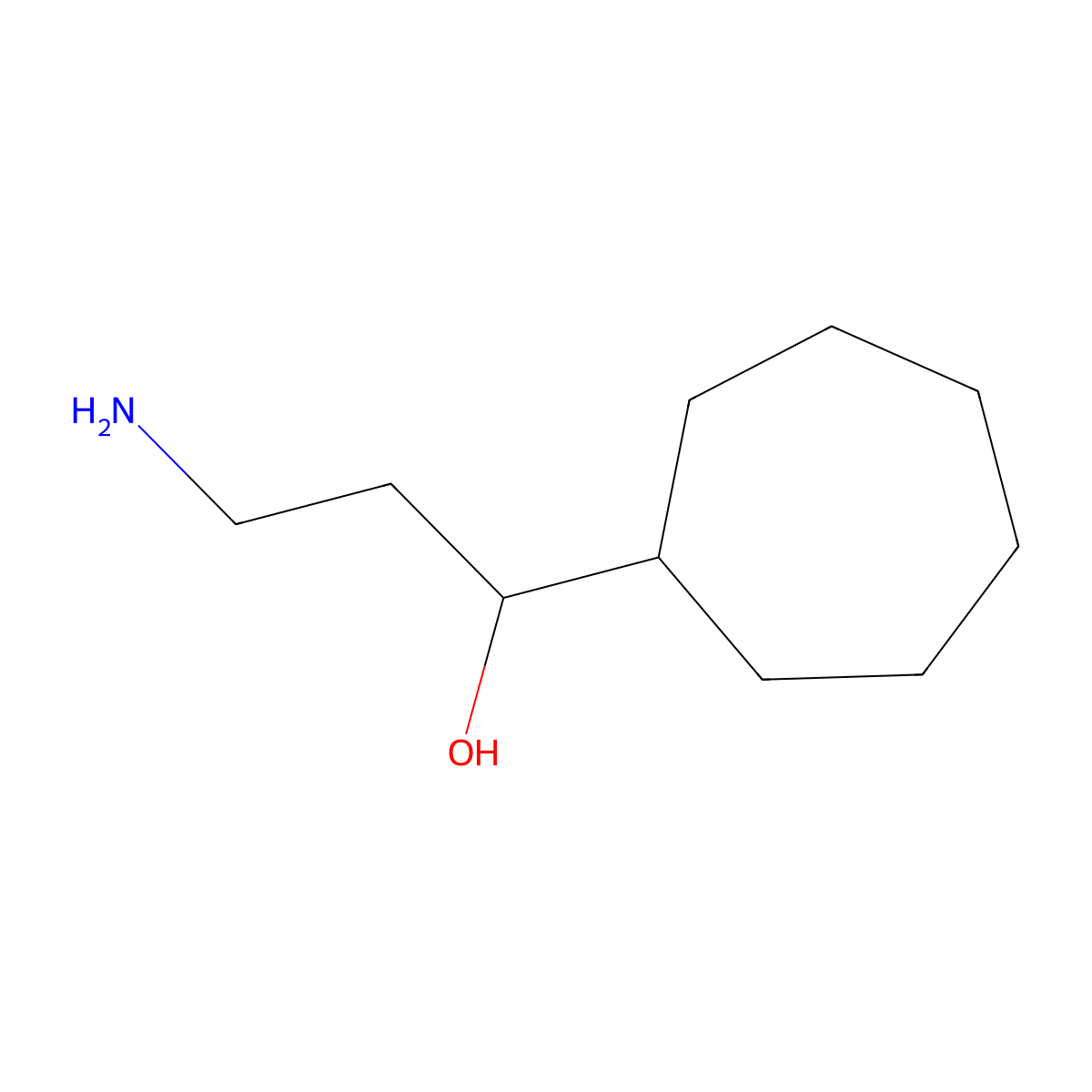 3-Amino-1-cycloheptylpropan-1-ol molecular structure, CAS 1478229-05-8