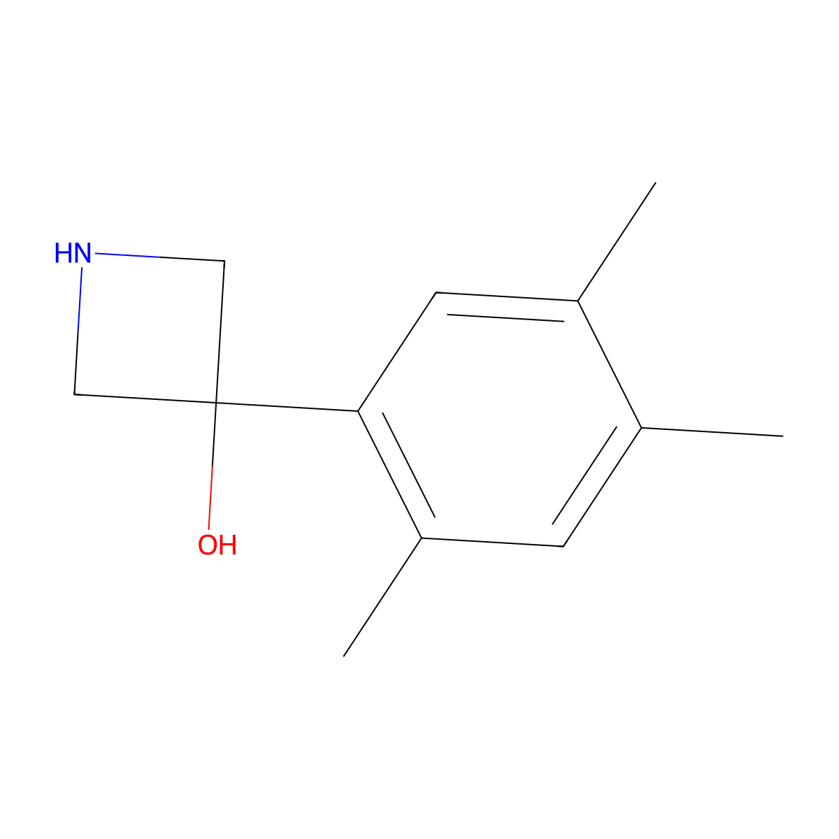 3-(2,4,5-Trimethylphenyl)azetidin-3-ol molecular structure, CAS 1478231-25-2