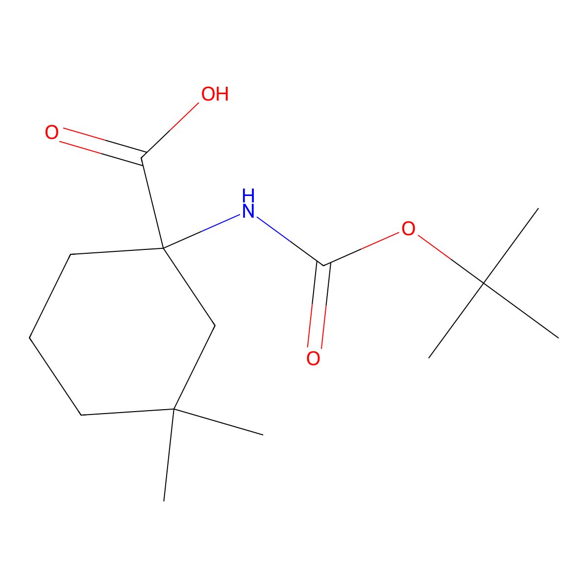 1-{[(Tert-butoxy)carbonyl]amino}-3,3-dimethylcyclohexane-1-carboxylic acid molecular structure, CAS 1478247-72-1