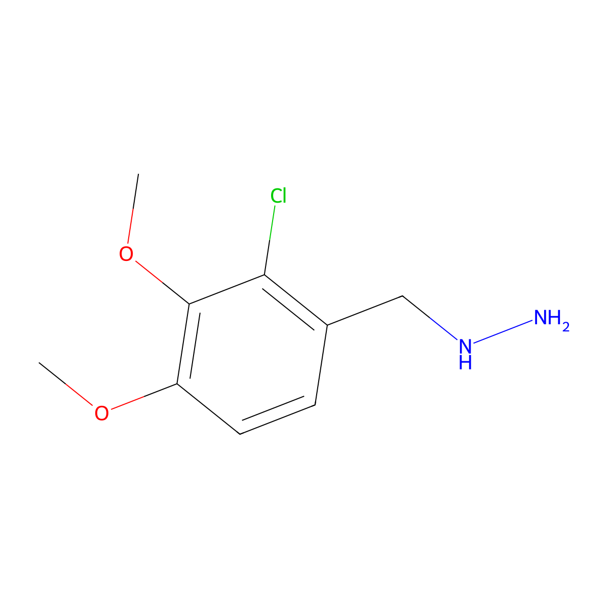 (2-Chloro-3,4-dimethoxybenzyl)hydrazine molecular structure, CAS 1478256-01-7