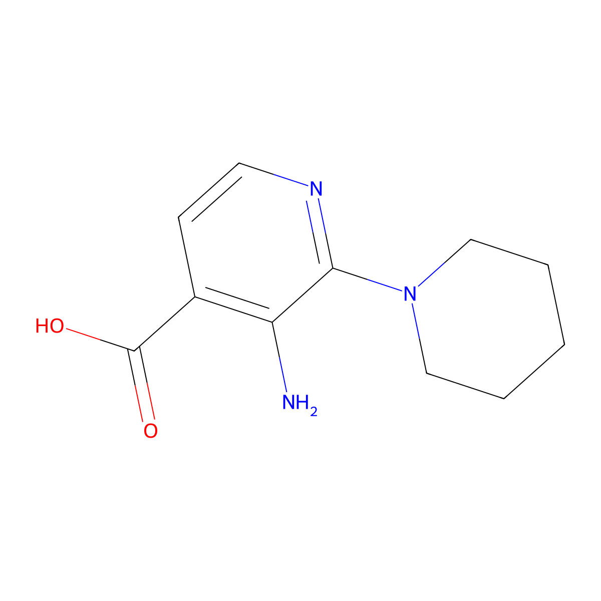 3-Amino-2-(piperidin-1-yl)isonicotinic acid molecular structure, CAS 1478268-02-8