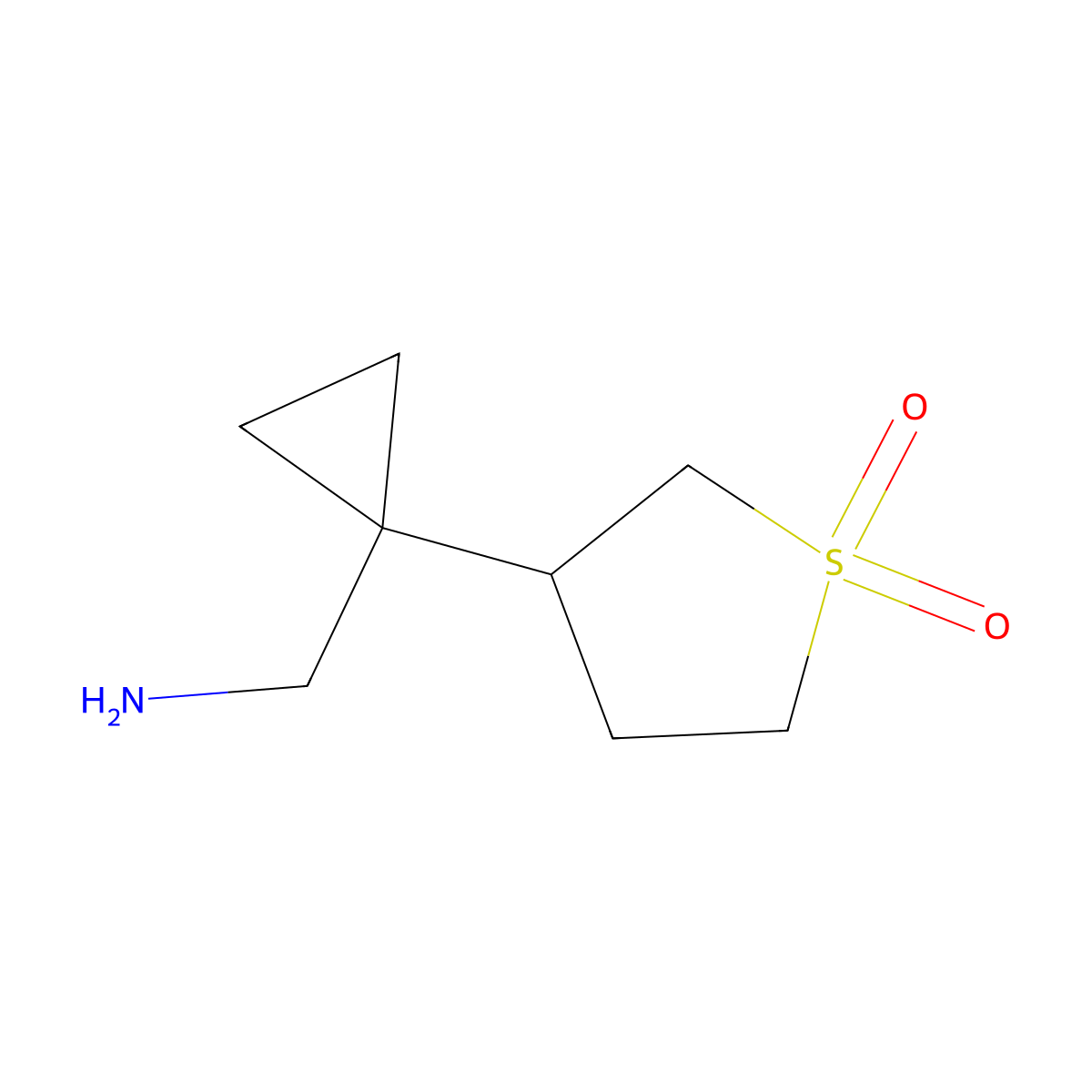 3-(1-(Aminomethyl)cyclopropyl)tetrahydrothiophene 1,1-dioxide molecular structure, CAS 1478293-83-2