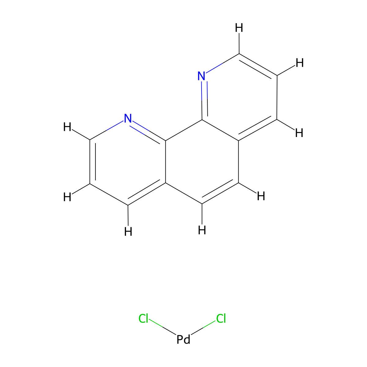 (SP-4-2)-Dichloro(1,10-phenanthroline-kappaN1,kappaN10)palladium molecular structure, CAS 14783-10-9